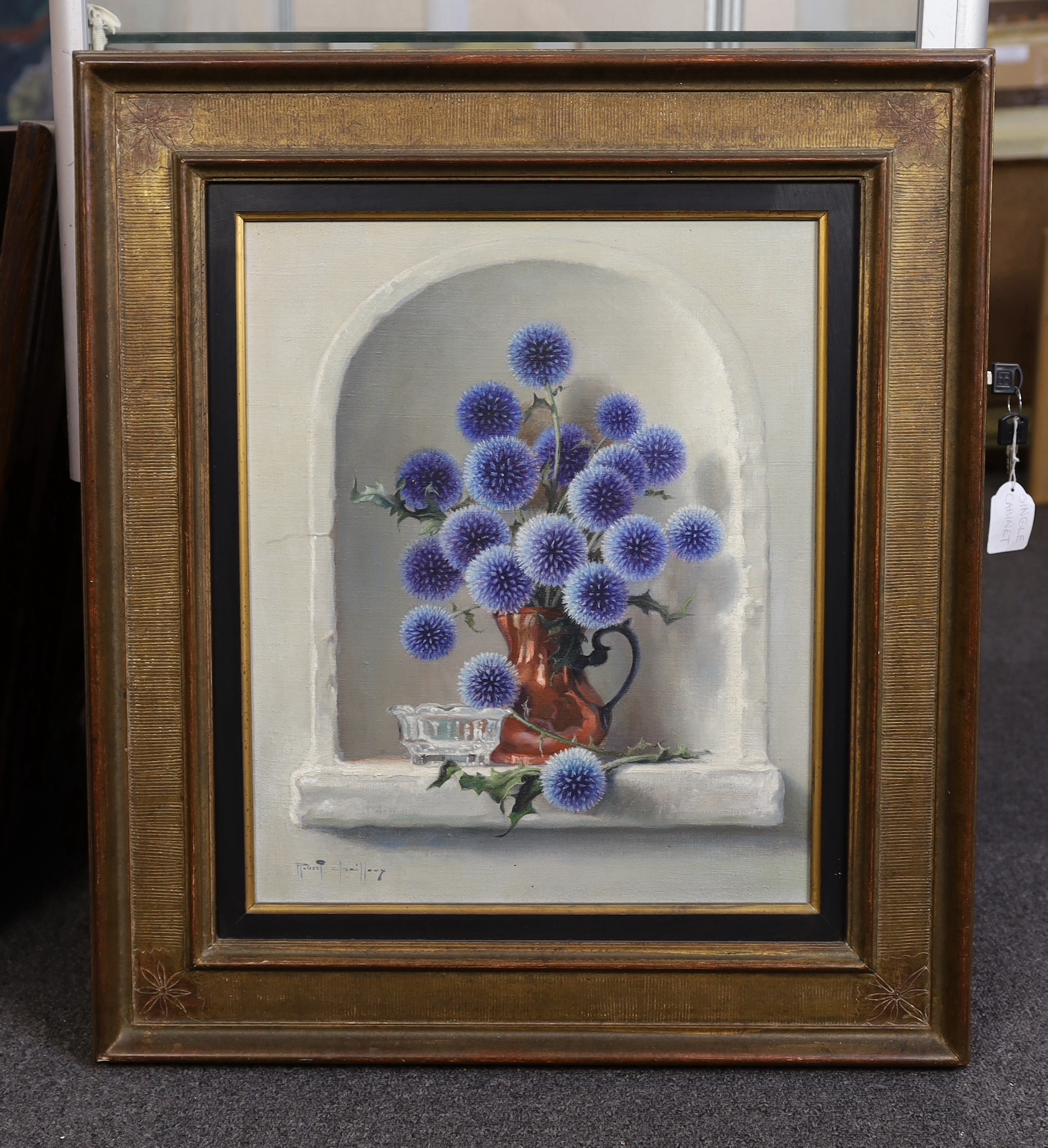 Robert Chailloux (French, 1913-2006), 'Echinops in an alcove', oil on canvas, 45 x 37cm